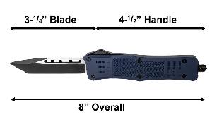 OTF Out-The-Front Tanto Point Pocket Knife - Navy Blue