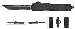 5.5" Tactical Stainless Steel OTF Automatic Out the Front Folding Pocket Knife - Black on Black