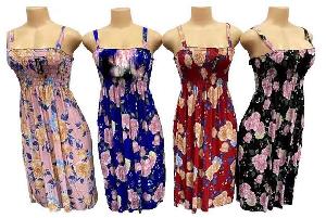 Wholesale Spagetti Strap Flower Printed Dresses Assorted - Roses