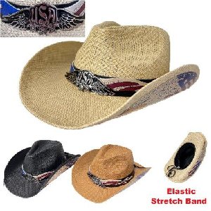 Western Cowboy Hat [USA Winged Badge/Eagle Flag Brim]