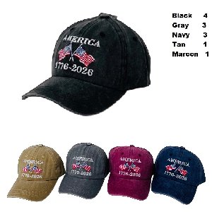 Vintage Pre-Washed AMERICA Baseball Cap/Hat 1776-2026