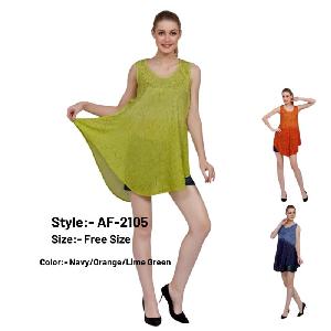 Rayon Hombre All-Over Tie Dye Embroidered Dresses
