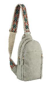 Wholesale Faux Vegan Leather Fashion Crossbody Embraided Guitar Gray
