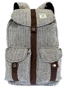 Wholesale Cotton Hemp Leather Trim Backpack
