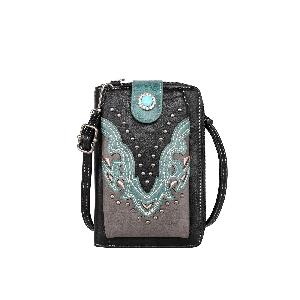 Montana West Cut-out Collection Phone Wallet/Crossbody Black
