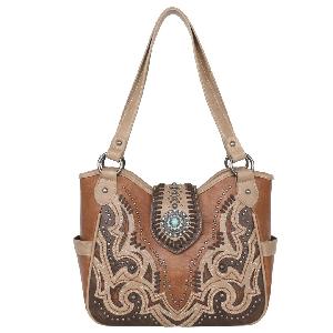 Montana West Cutout Collection Concealed Carry Tote - Brown