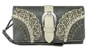 Montana West Cut-Out/Buckle Collection Wallet Green