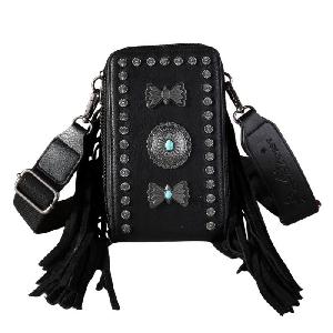 Montana West Fringe Mariposa Concho Collection Phone Wallet/Cross
