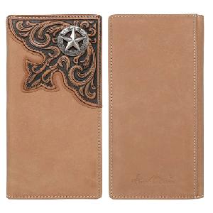  Montana West Genuine Tooled Leather Long Wallet With Star Design