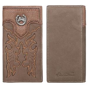 Montana West Genuine Leather Embroidered Long Wallet Coffee