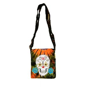 Wholesale Nepal Small Sling Bags with Flower Skull Tie Dye Color