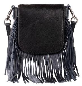 Montana West Genuine Leather Hair-On Collection Fringe Crossbody