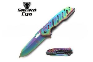8.5'' Snake Eye Tactical Spring-Assisted Knife - Rainbow