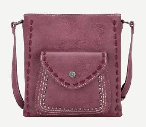 Montana West Whipstitch Collection Concealed Carry Crossbody Purse Purple