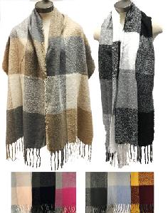 Large Thick Plaid Winter Scarves - Assorted