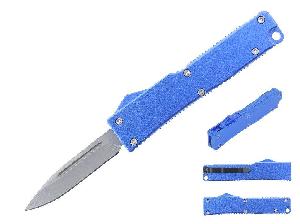 5.25" Anodized Aluminum Handle Mini OTF w/ Pocket Clip -BLUE