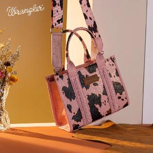 Wrangler Cow Print Concealed Carry Tote/Crossbody - Pink