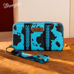 Wrangler Cow Print Wallet - Turquoise