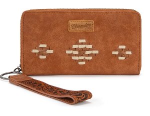 Wrangler Aztec Woven Zip Around Wallet with Wristlet –Brown