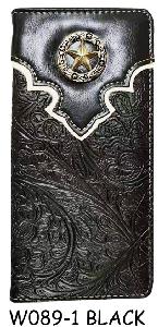 Men's Checkbook Wallet With Star Concho - Black