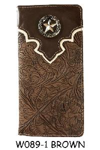 Men's Checkbook Wallet With Star Concho - Brown