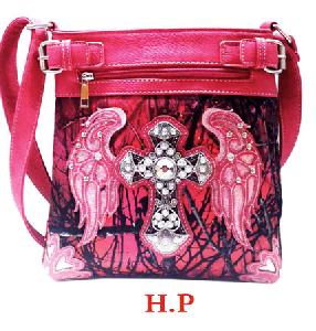 Wholesale Camo Design With Cross Wing Cross Body Hot Pink