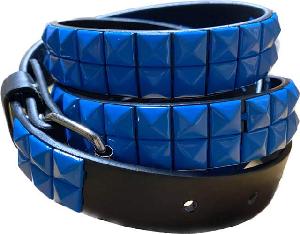 Blue Color Studded 2 Row Skinny Belt