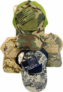 Mesh Camo Hat with Detachable Flag Patch [Veteran]