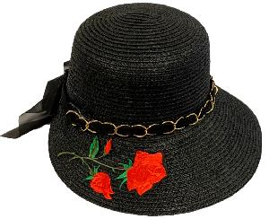Rose Lady Sun Hat with Chain