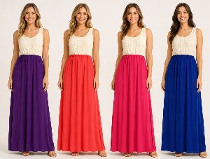 Sleeveless Lace Top Dresses - Assorted