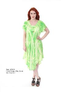 Wholesale Rayon Staple Short Sleeve Dress Figment Dye Assorted
