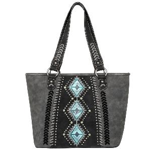 Montana West Aztec Tooled Collection Concealed Carry Tote Black