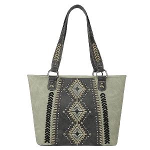Montana West Aztec Tooled Collection Concealed Carry Tote Coffee