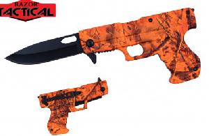 Wholesale Gun Shape Spring Assist Knife Orange