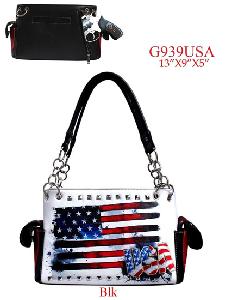 Wholesale USA Flag studded Satchel Gun pocket purse