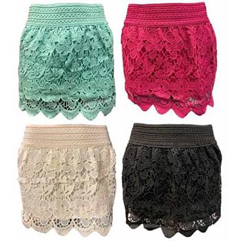 Wholesale Solid Color Crochet Skirts with Fringes Assorted Sizes