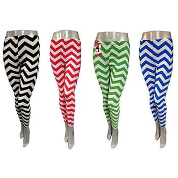Wholesale Thin Chevron Pattern Legging with Bright Summer Colors
