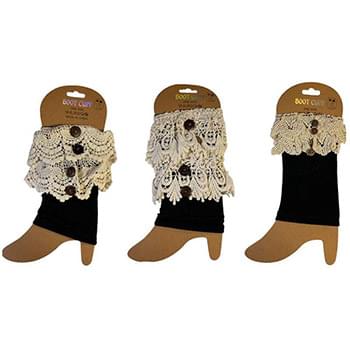 Wholesale Black Color Boot Topper with Assorted Size Crochet