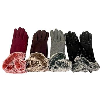 Wholesale Lady Winter Fur Touch Gloves Solid Color