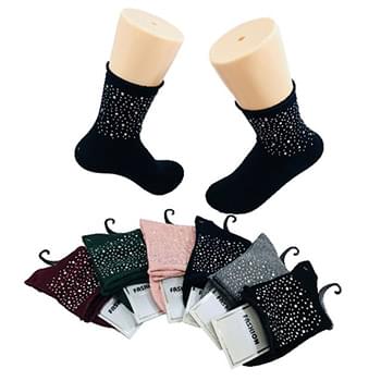 Wholesale Ladies Fashion Socks with Rhinestone