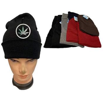 Wholesale Marijuana Winter Beanie Hat assorted color - circle leaf