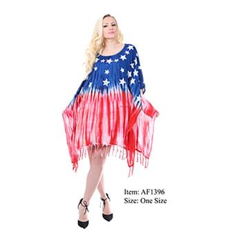 Wholesale American Flag Rayon Short Kaftan Dress