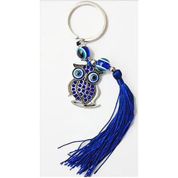 Wholesale Owl Evil Eye Key Chain with Fringe.
