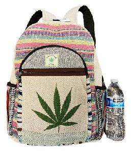Wholesale Nepal Handmade Cotton Hemp Marijuana Leaf Backpack