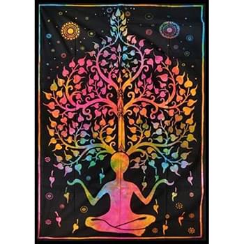 Wholesale Yoga Tree Graphic Design Tie Dye Tapestry