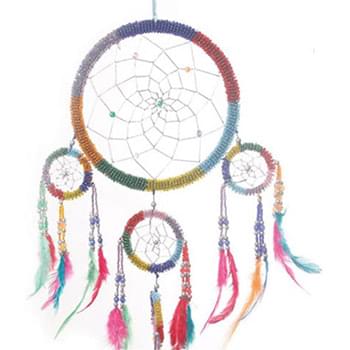 Wholesale Beaded with Feather Dream Catcher 7 inch diameter