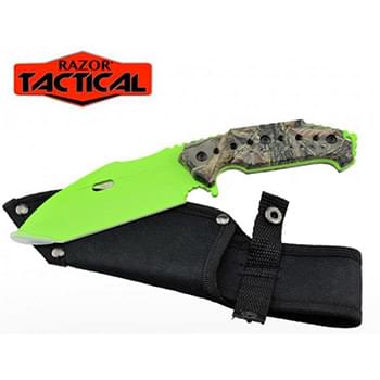 9 inch green camo hunting knife with sheath