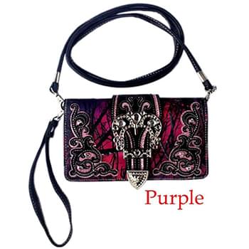Wholesale Purple Camo Wallet Purse with crossbody strap