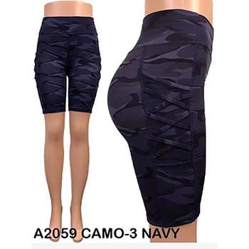 Wholesale Blue Camo Biker Shorts capris Tik Tok Big Butts legging