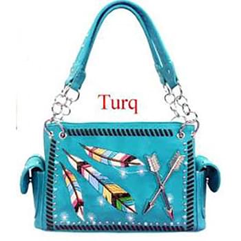 Wholesale Turquoise Feather with Arrows Satchel purse